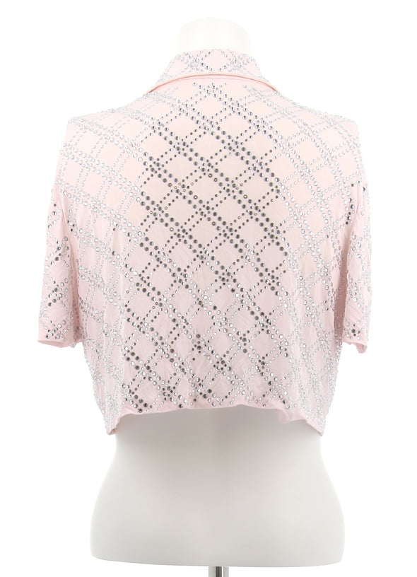 Chemise courte rose avec strass