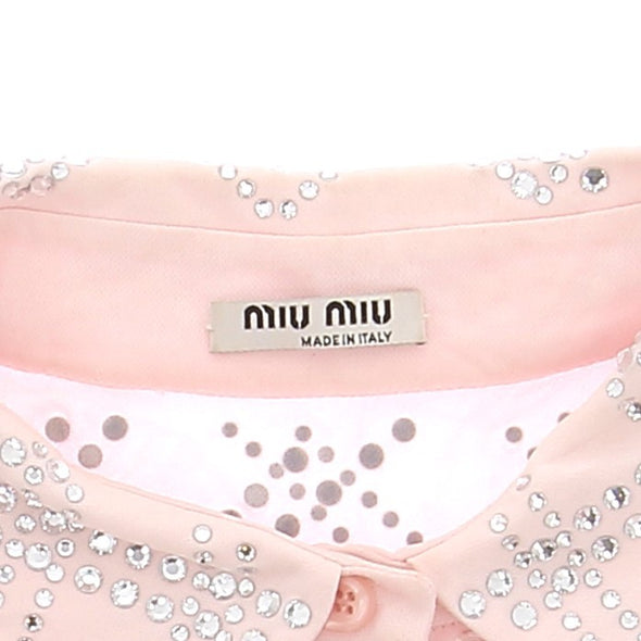 Chemise courte rose avec strass