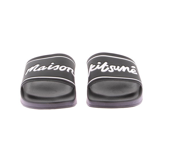 Claquettes noires avec motif "Maison Kitsuné"