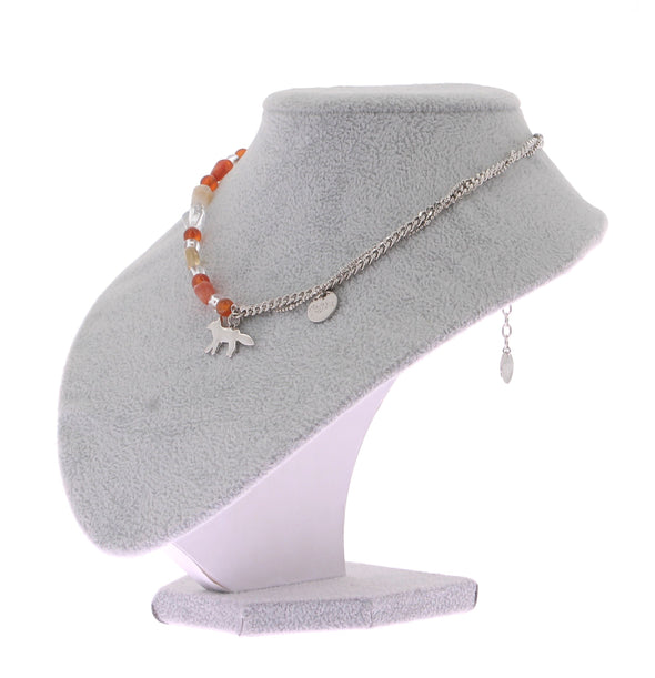 Collier en laiton et perles avec pendentif Profile Fox