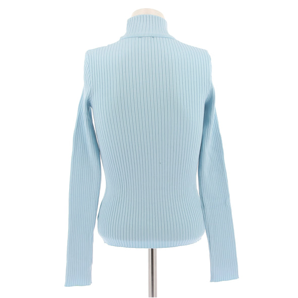 Pull col roulé bleu