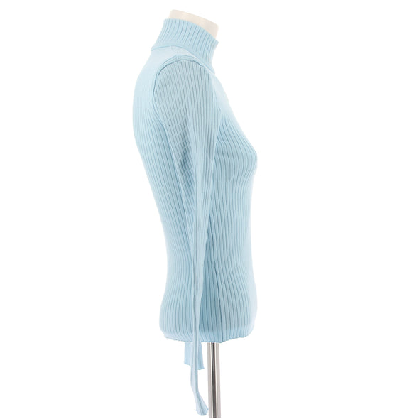 Pull col roulé bleu