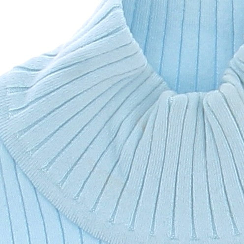 Pull col roulé bleu