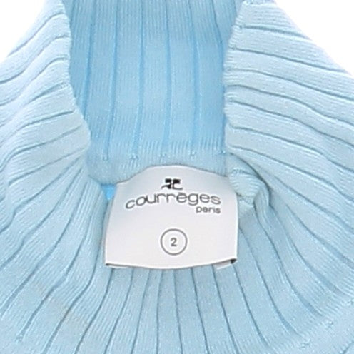 Pull col roulé bleu