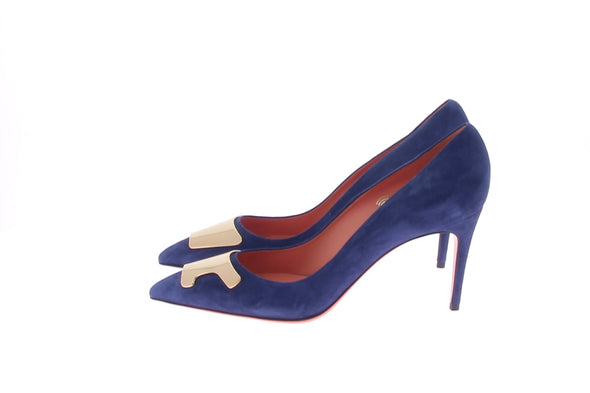 Escarpins en daim bleu