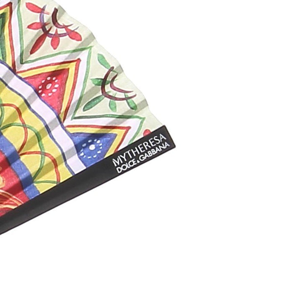 Eventail noir à motifs multicolors