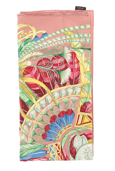Foulard "La Danse Pacifique" en soie rose