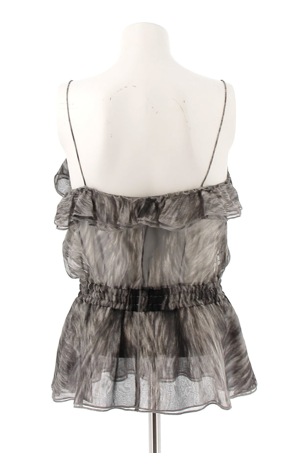 Top transparent à volants avec imprimés