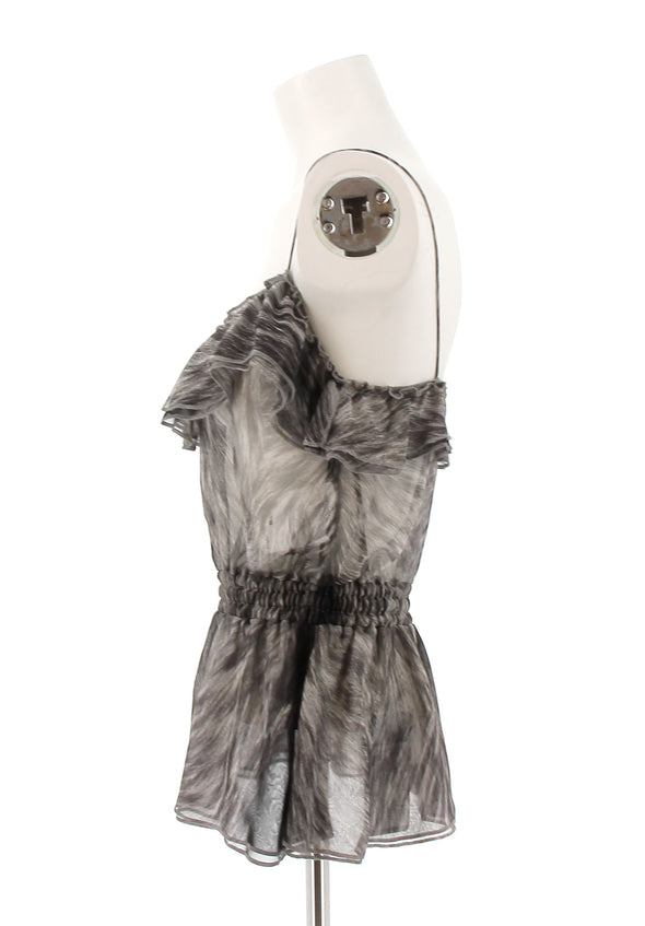 Top transparent à volants avec imprimés