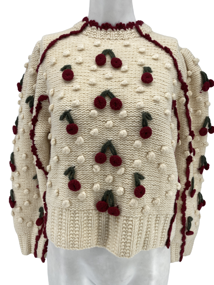 Pull en laine imprimé cerise