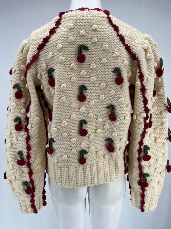 Pull en laine imprimé cerise