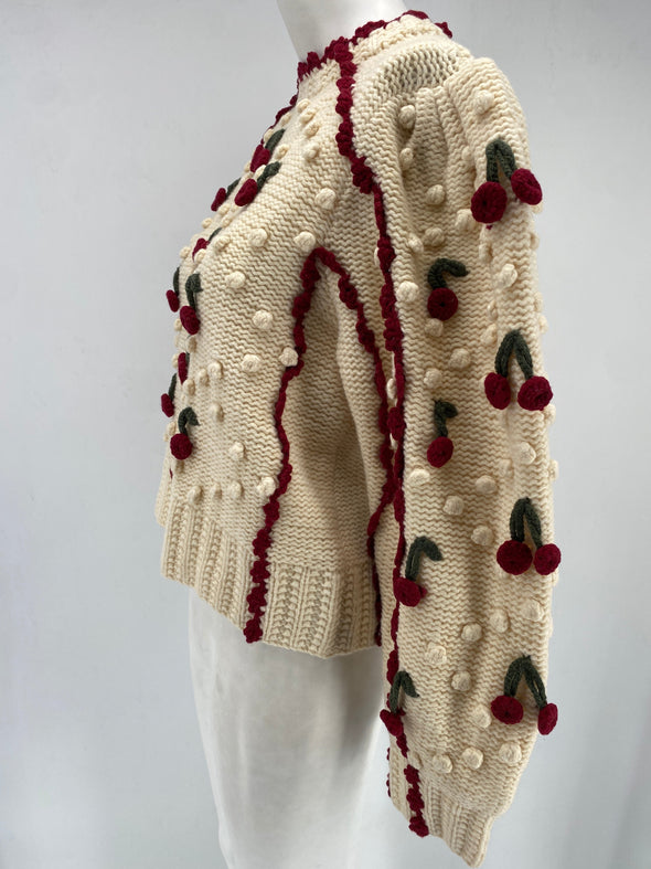 Pull en laine imprimé cerise