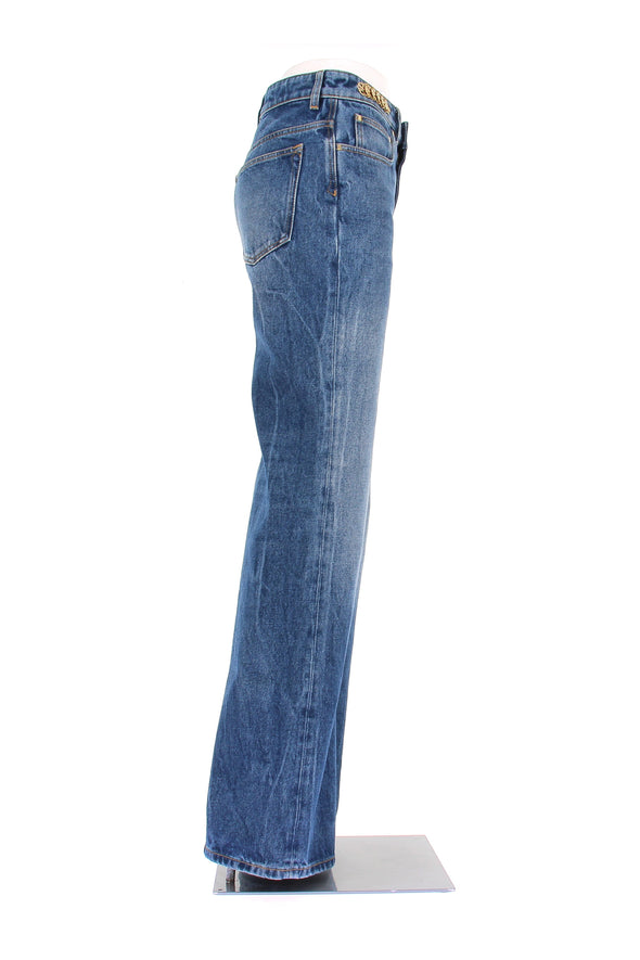 Jean en denim avec détails pastilles 69 dorées