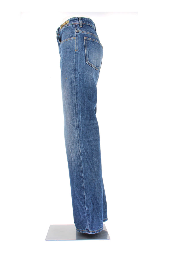 Jean en denim avec détails pastilles 69 dorées