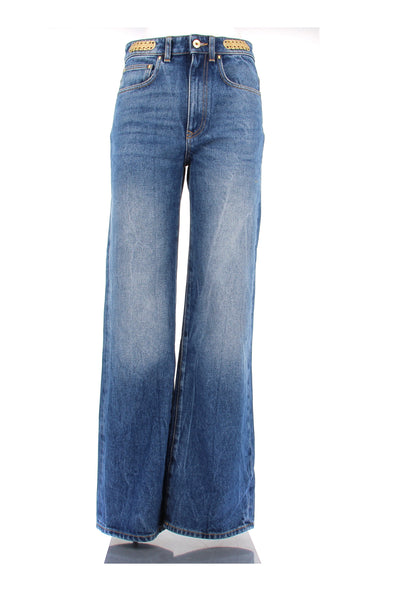 Jean en denim avec détails pastilles 69 dorées