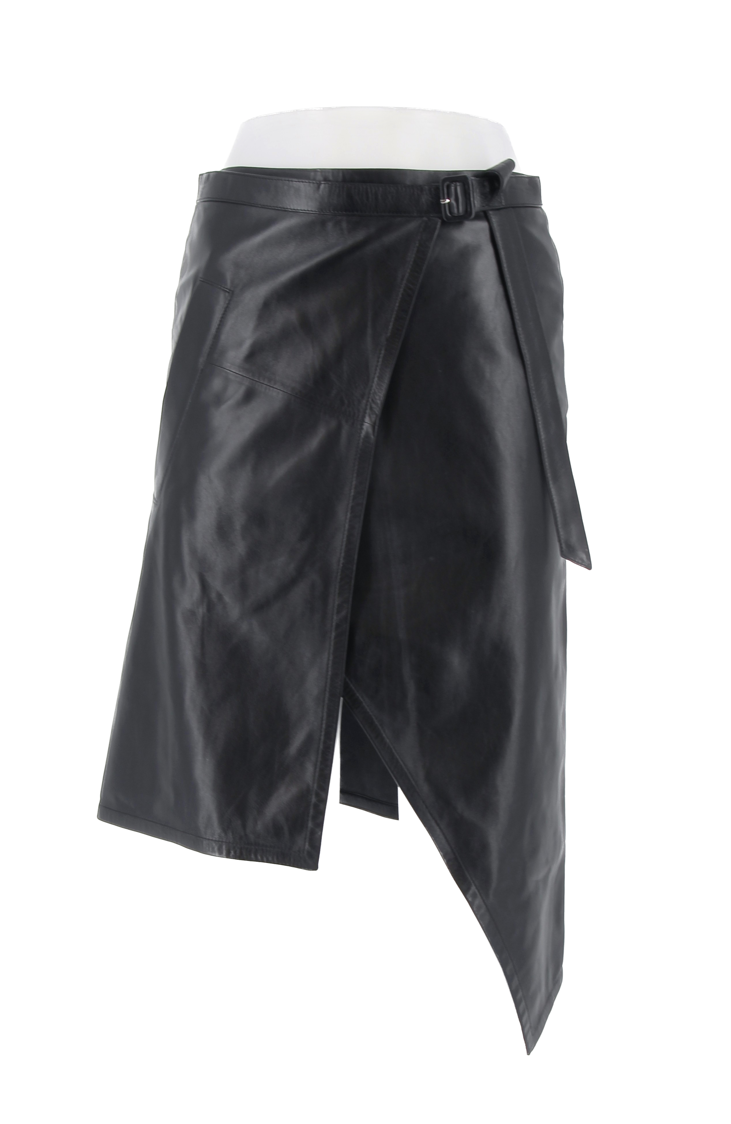 Jupe évasée Asymétrique En Simili Cuir Noir - Taille M/L (38), Matière élastiquée, Neuve Sans étiquettes