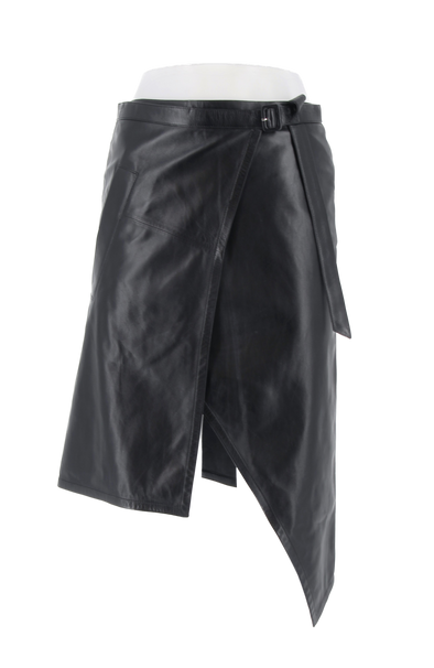 Jupe asymétrique en cuir noir