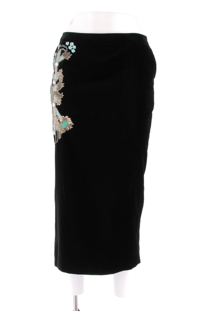 Jupe crayon noire à broderies