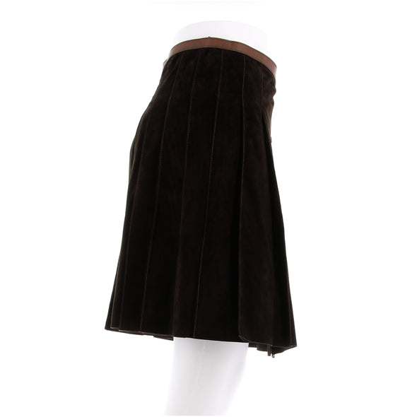 Jupe en cuir marron