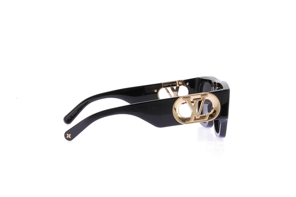 Lunettes de soleil noires à détails or
