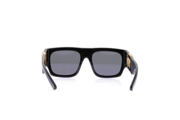 Lunettes de soleil noires à détails or