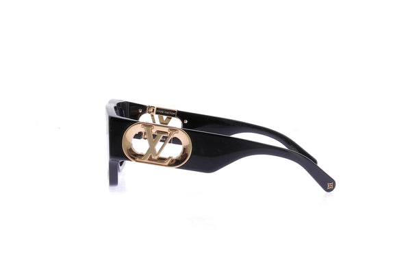 Lunettes de soleil noires à détails or