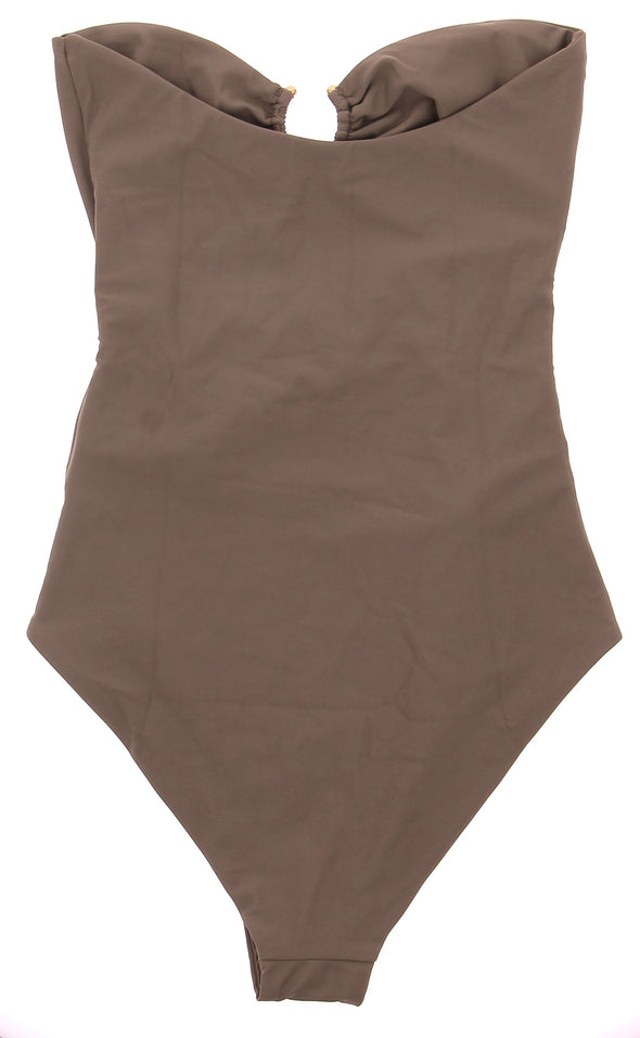 Maillot de bain une pièce bustier marron