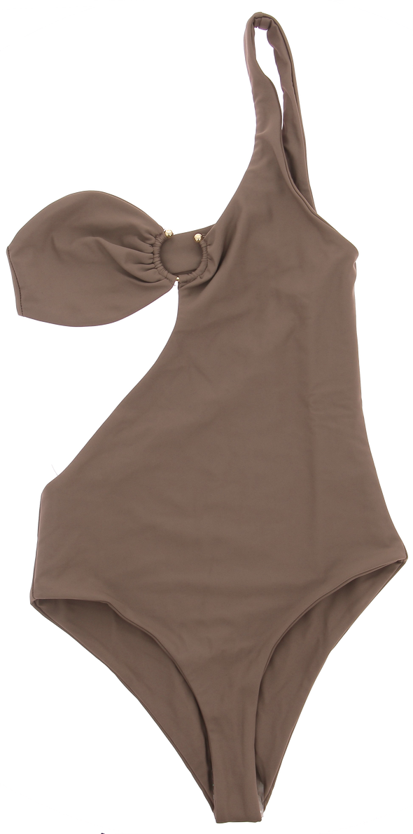 Maillot de bain une pièce marron asymétrique