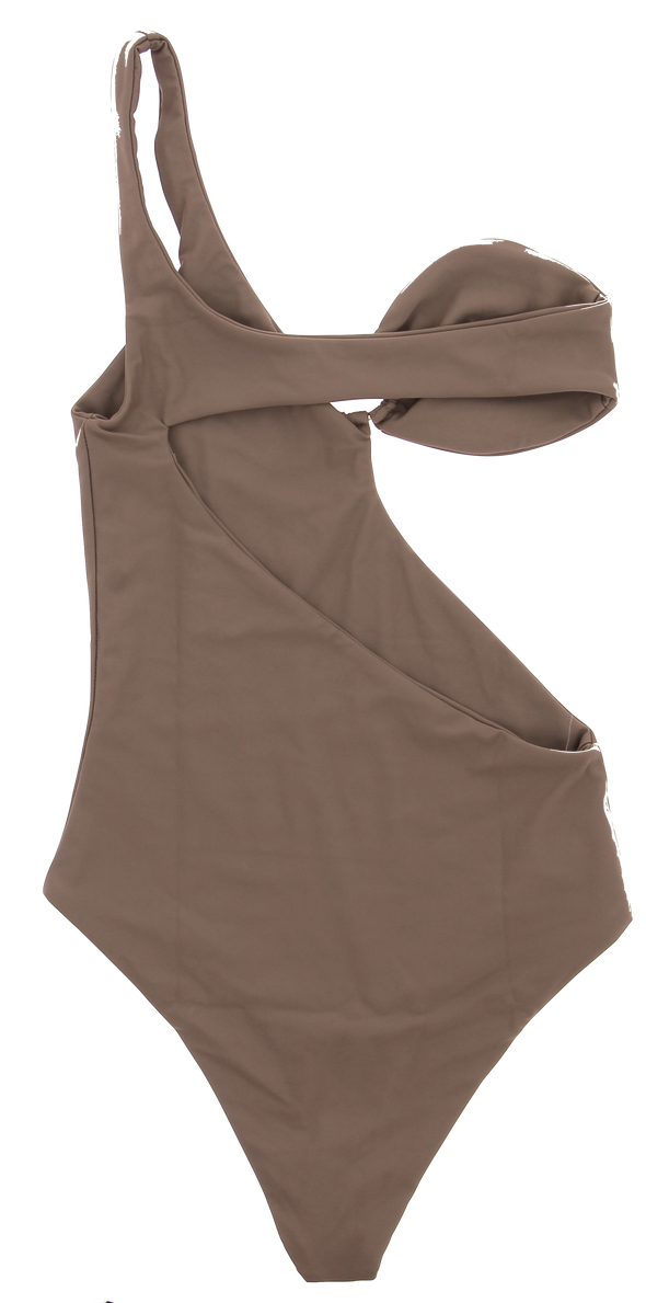 Maillot de bain une pièce marron asymétrique