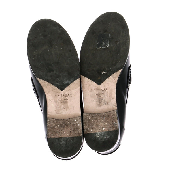Mocassins en cuir noir et blanc