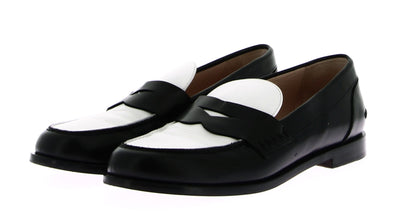 Mocassins en cuir noir et blanc