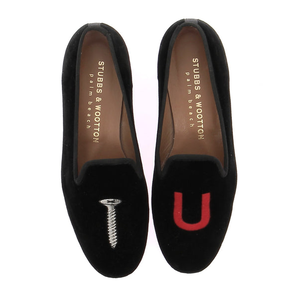 Mocassins en velours noir "Screw You"