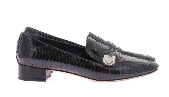 Mocassins noirs à motif python