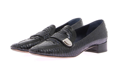 Mocassins noirs à motif python