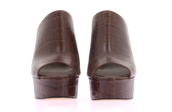 Mules à plateformes embossées croco