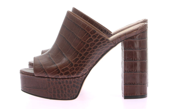 Mules à plateformes embossées croco