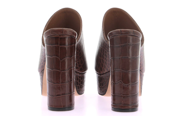 Mules à plateformes embossées croco