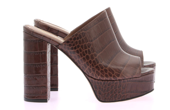 Mules à plateformes embossées croco