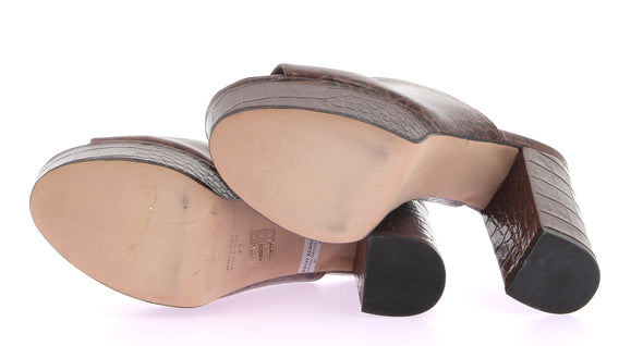 Mules à plateformes embossées croco