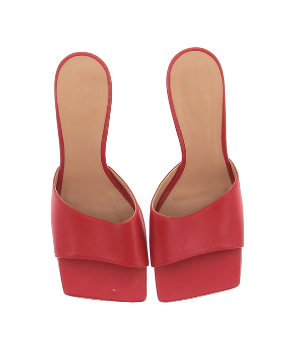 Mules en cuir "Strech" rouge