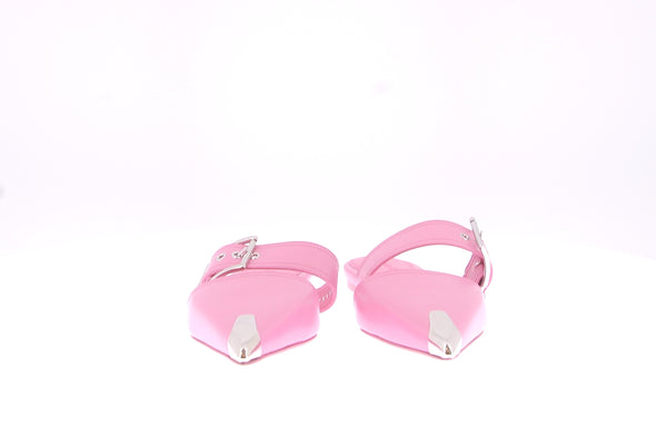 Mules en cuir rose "Punk"