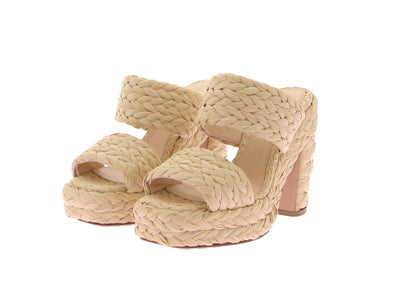 Mules en raphia beige "Canalazzo"