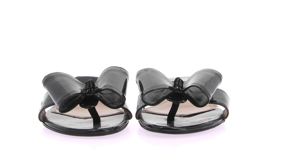 Sandales noires vernis avec noeuds