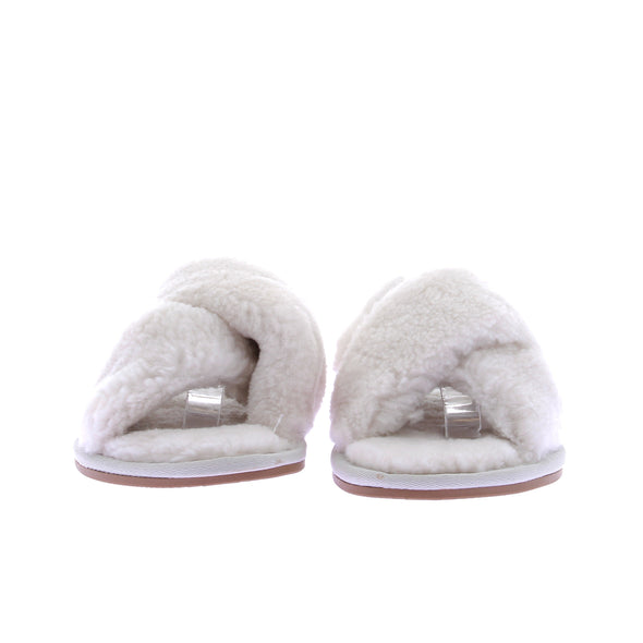 Sandales en shearling blanches