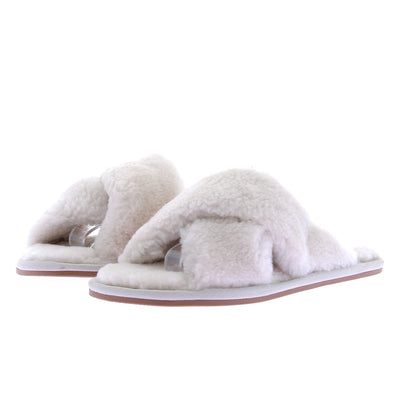 Sandales en shearling blanches