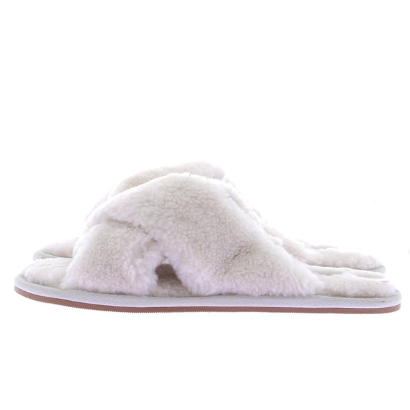 Sandales en shearling blanches
