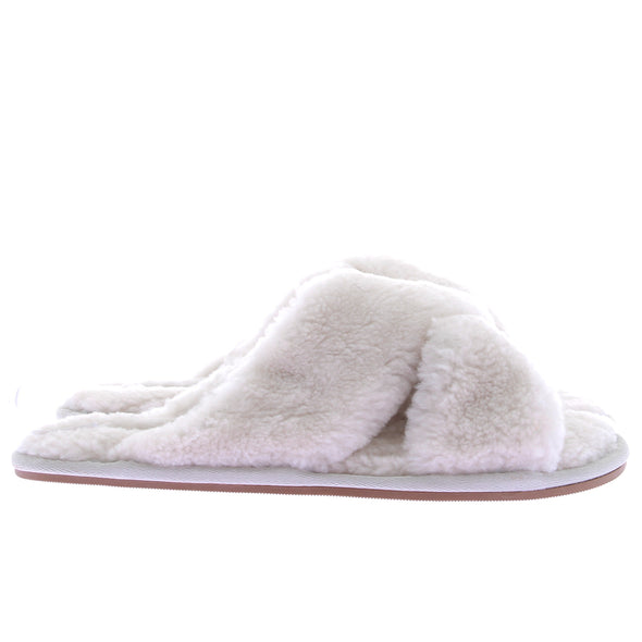 Sandales en shearling blanches