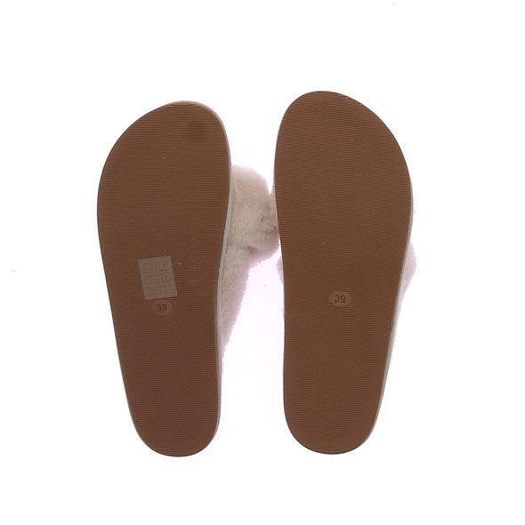 Sandales en shearling blanches