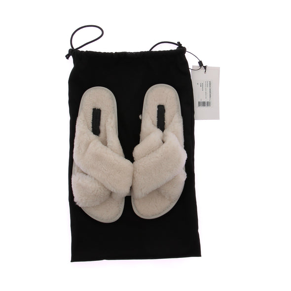 Sandales en shearling blanches
