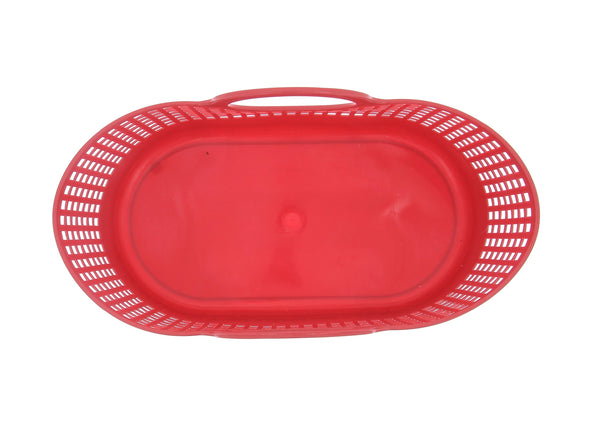 Panier cabas rouge en plastique avec logo